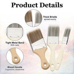 2 Pcs 1″ Flat Head Glaze Brush Set for Pottery