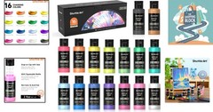 Color Change Acrylic Paint Set, 16 Chameleon Iridescent Colors, 60ml, Non-Toxic
