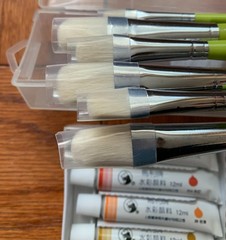 Watercolors Set (24 colors) AND Paint Brushes Set (6 brushes) BRAND NEW