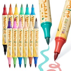 24 Colors Glitter Brush Marker Pens, Glitter Pens Set 12 Pack Sparkle Pens Me…