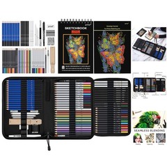 Professional 76-Piece Art Supplies Kit with Tutorial & Travel Case for Artists