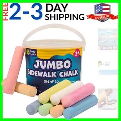 Jumbo Sidewalk Chalk | Set of 20 | 9 Colors | Washable and Non-Toxic | Bulk S…