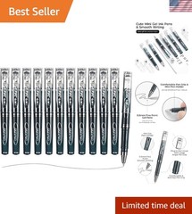 Elegant 12 Pack Mini Gel Pens – Fine Point 0.5mm Black Ink with Quick Drying