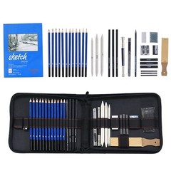 Sketching Drawing Pencil 35pcs Professional Drawing Pencils Blue With Zipper Bag