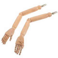 1 Pair Realistic Wooden Poseable Mannequin Hands Flexible Joints Display Arm