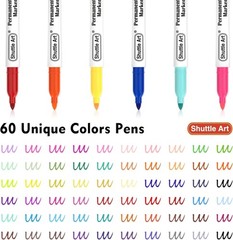 Shuttle Art 60 Fine Point Permanent Markers, 60 Colors