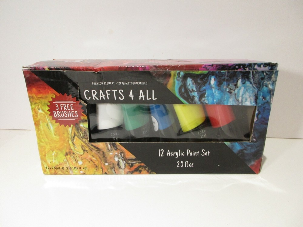 Acrylic Paint Set – 12 colors of Art Paints for Canvas 2.5 fl oz each