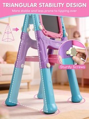 Lehoo Castle Easel for Kids, 4 in 1 Double Sided Medium, Blue, Purple, Pink