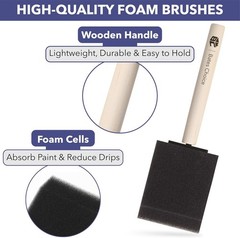Bates 16-Piece Foam Brush Set – 2 Inch, Ideal for All Paint Applications