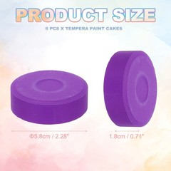 6 Pcs Washable Tempera, 2.3″x0.7″ Large Tempera Paint Cakes, Purple