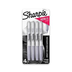 Sharpie Metallic Permanent Markers, Fine Point, 1 Count (Pack of 4), Silver