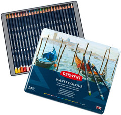 Colored Pencils, Watercolour, Water Color Pencils, Drawing, Art, Metal Tin, 24 C