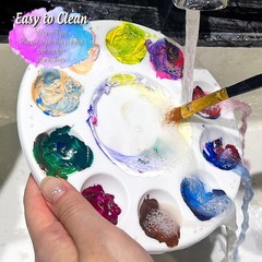 10 Paint Brushes & 3 Round Paint Palettes Set for Acrylic, Oil, Watercolor
