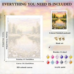 Paint by Numbers Kit for Adults, Riverside Sunset Landscape Paint by Number K…