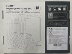 Funto Watercolor Set, 48 Color Paint Set, 10 Brushes, 30 Page Pad(9″X12″), 4 Ref