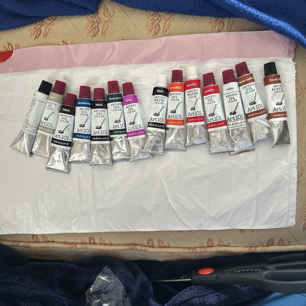 13 Oil Colors & 1 White Acrylic Assorted Colors Brand Is Art 101 Colors In Dead
