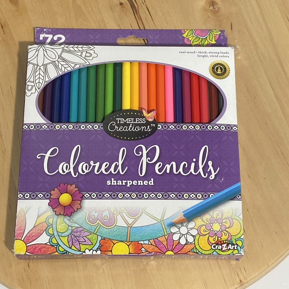 CraZArt Real Wood Colored Pencils 72ct Strong Leads Vivid Colors Thick Sharpened