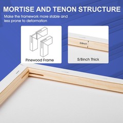 FUMILE Stretched Canvas for Painting Multi 5 4×4,6×6,8×8,10×10,12×12, white