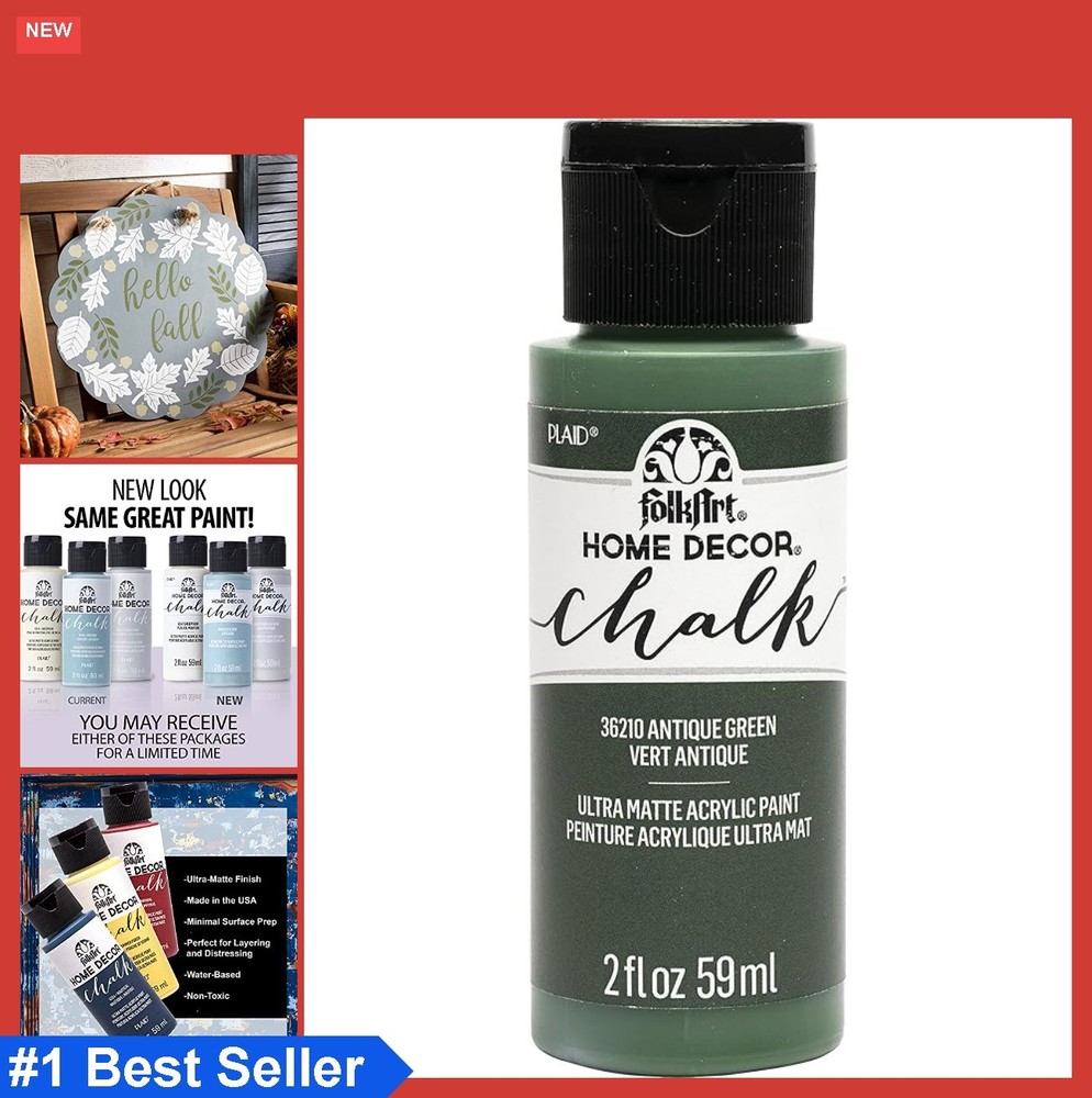 Chalk Paint 2oz Acrylic Ultra Matte Finish DIY Home Decor Antique Green Wood