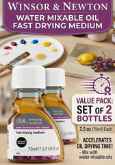 Winsor & Newton Water Mixable Oil Fast Drying Medium 2.5 oz Set of 2