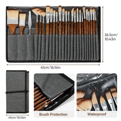 25pcs Paint Brush Set, Professional Paint Brush Set with Cloth Roll and Paint…