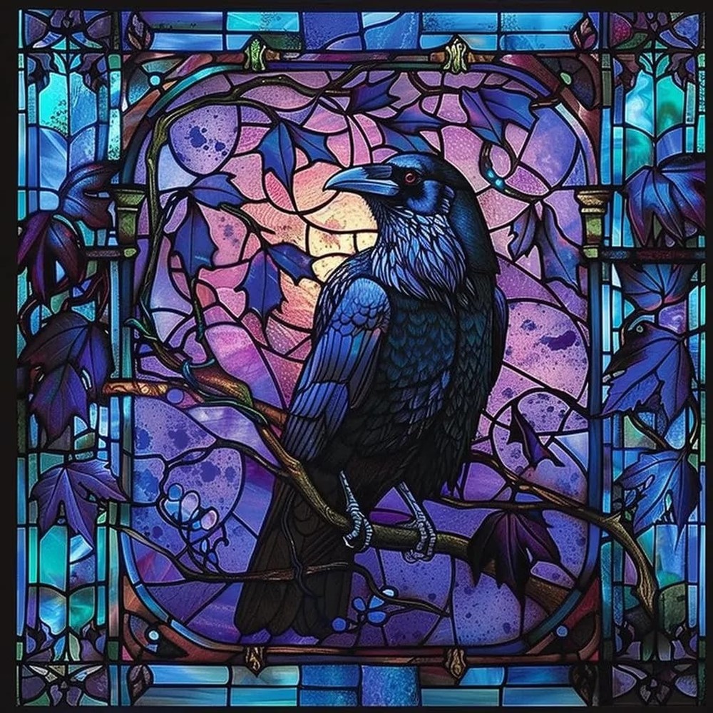 Diamond Painting Kits for Adults, 5D Crow Diamond Art Kits for Beginners, DIY Fu