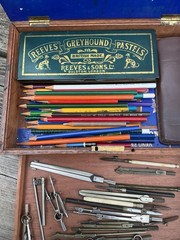 Antique Winsor & Newton Mahogany Artists Box – Pencils Pastels & Drawing Tools