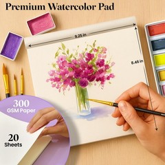 48 Semi Moist Professional Watercolor Paint Set XL Pans Brushes Pad Supplies