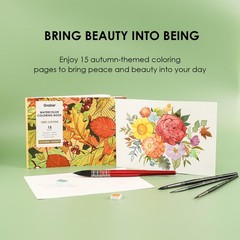 Grabie Watercolor Coloring Book, 15 Sheets A5 (8.3 x 8.3 x 5.8, Autumn