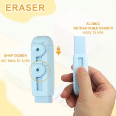 5 Pack Erasers, Pencil Erasers Large Eraser Push Pull Cute Soft, Blue