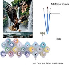 askkqtx Eagle Paint by Numbers Kit for Adults, DIY Waterfall Paint by Numbers…