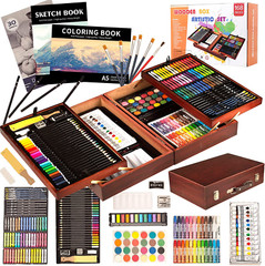 168-Pack Art Supplies, Deluxe Wooden Art Set Crafts Drawing Painting Coloring Ki