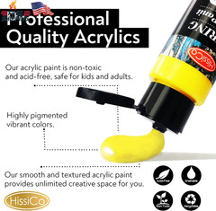 55PCS Acrylic Paint Set of 36 Colors 2Fl Oz 60Ml Bottles 12 Brushes,Non Toxic 36