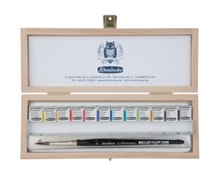 SCHMINCKE Akademie Limited Edition Watercolor Wooden Set With Da Vinci Brush