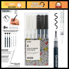 Extra Fine Tip Acrylic Paint Marker Set, 6 Pack, 0.7mm for Rock Painting, Glass,