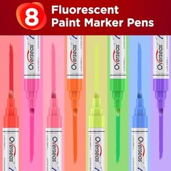 Neon Fluorescent Paint Marker Pens – 8 Colors Oil-Based Paint Markers, Medium