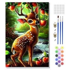 Framed Paint by Numbers Kit for Adults, Cute Fawn DIY Paint by Number Kits on Ca