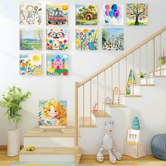 Mini Stretched Canvas Set, 24 Pack 4×4 Inch Blank Canvases for Painting