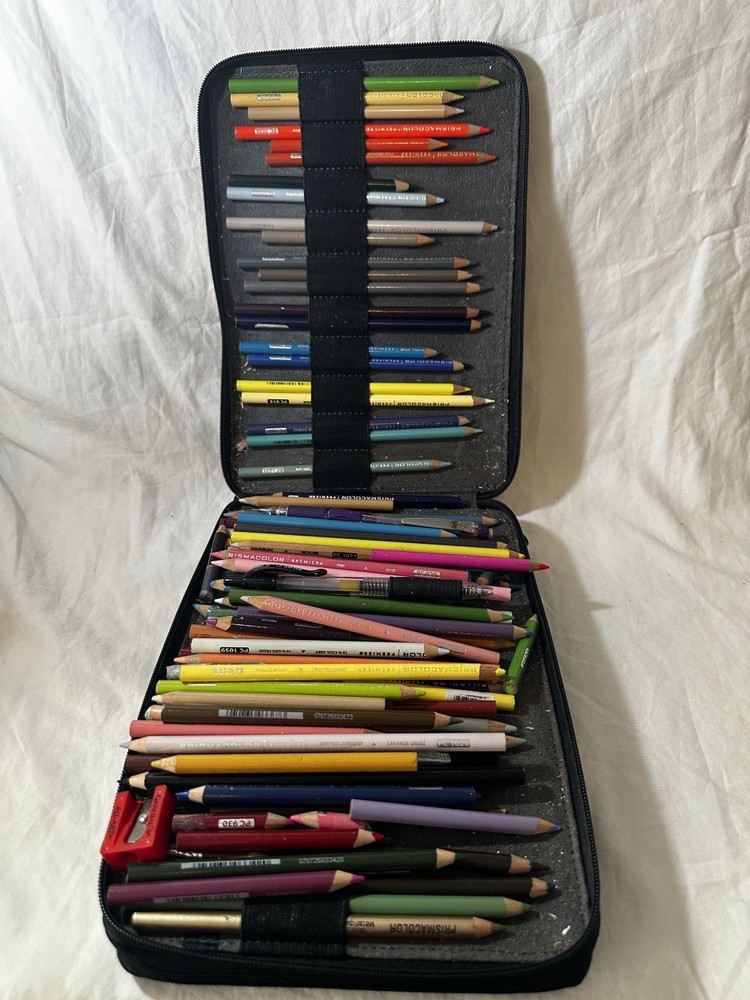 Prismacolor Premier Verithin Colored Pencils Large Mixed 150+ Lot Zip Case Art