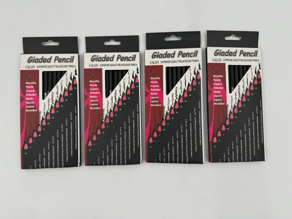 Lot of 4 Giaded Pencils USLON Superior Quality Blacklead Pencils 48 Pieces