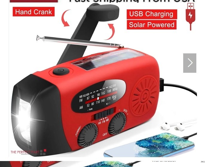 Emergency Radio Crank Solar Hand Weather 1000mAh Power Bank Charger Flash Light