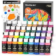 Acrylic Paint Set Acrylic Paint with Brushes & 2 Fl Oz (Pack of 36) 36 Colors