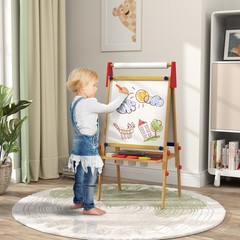 3 in 1 Easel for Kids with Paper Roll, Whiteboard, Chalkboard