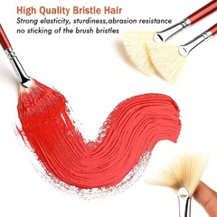 Fan Brush Set 7 Piece Hog Bristle Natural Hair Oil Acrylic Painting Wood Handle