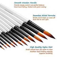Acrylic Paint Brushes Set – 12pcs Professional Round Tip – 12 Different Sizes