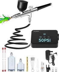 Airbrush Kit: 50 PSI, 3 Nozzles, 3 Pressure Levels, Model Painting