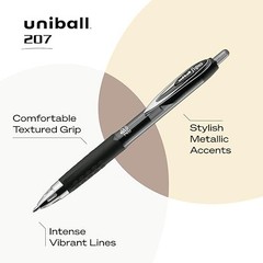 Uniball Signo 207 Blue Retractable Gel Pens 5 Pack with Medium 0.7mm Points,