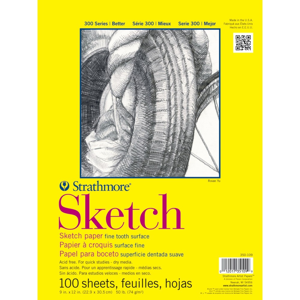 Strathmore 300 Series Sketch Pad, 9×12 inch, 100 Sheets, White