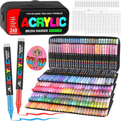 240 Colors Acrylic Paint Markers, Acrylic Paint Pens with Direct-Liquid Ink C…