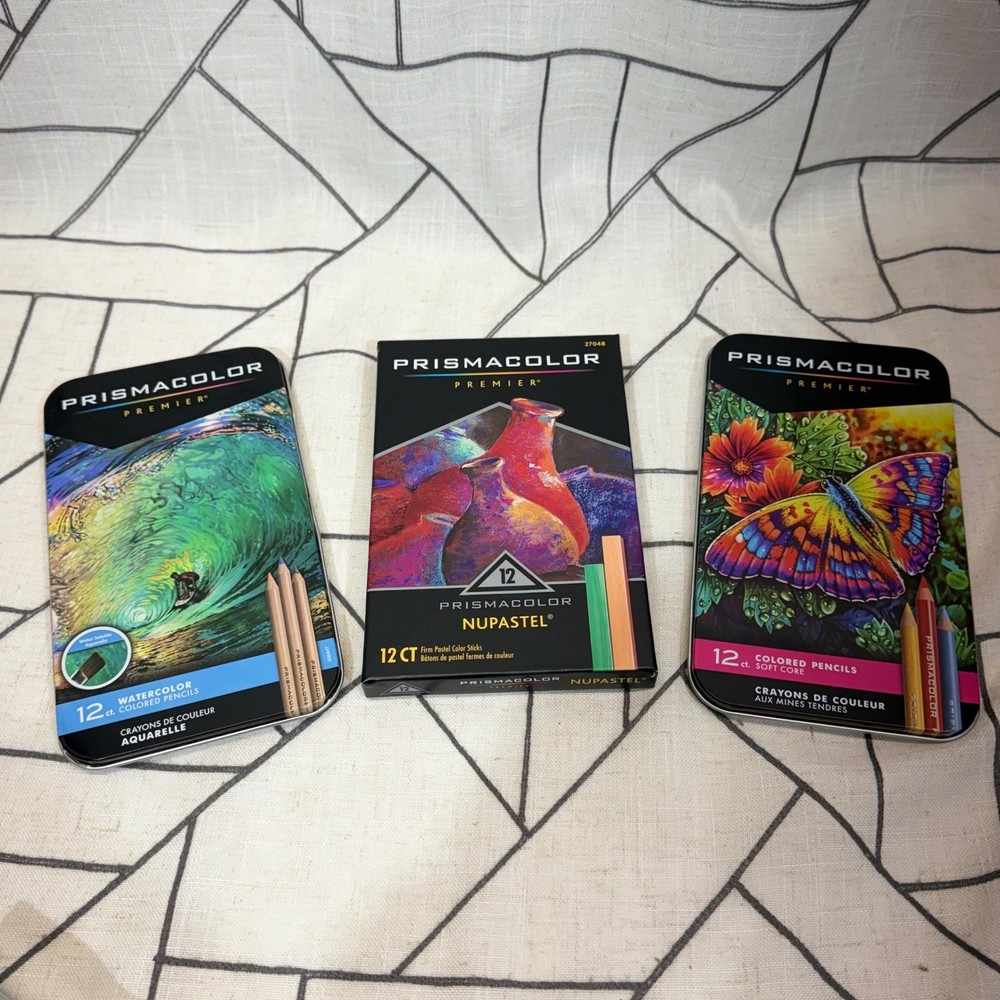 Prismacolor Premier Art Set 12ct Watercolor Nupastel Soft Core Pencils READ